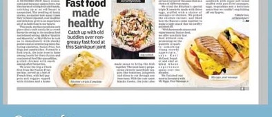 IndulgExpress newspaper clipping — Fast food made healthy, about QnQ Cafe Sainikpuri